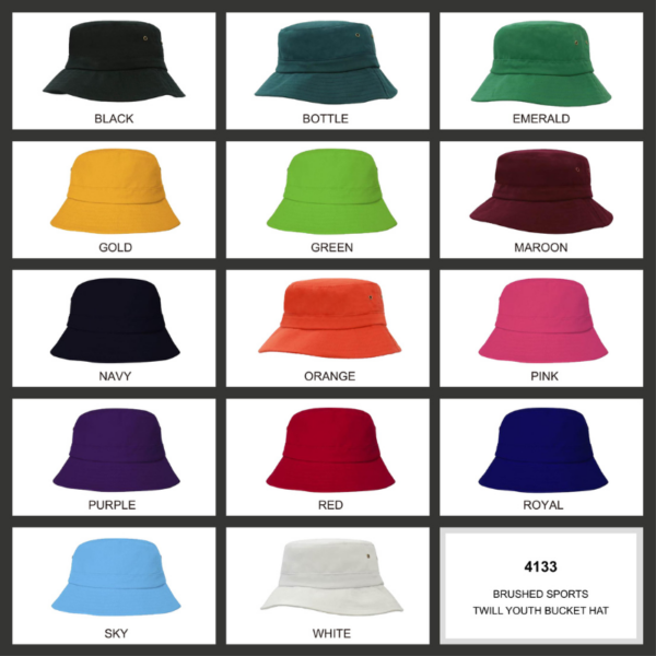 Brushed Sports Twill Youth Bucket Hat. HW-4133 - Image 2