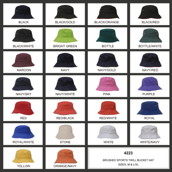 Brushed Sports Twill Bucket Hat. HW-4223 - Image 2