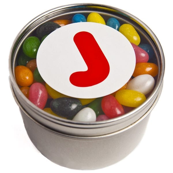 Small Round Acrylic Window Tin filled -  Jelly Beans CC049A