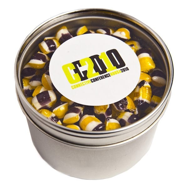 Small Round Acrylic Window Tin filled -  Tiny Humbugs CC049D