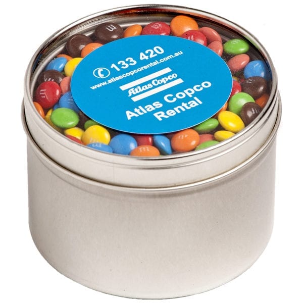 Small Round Acrylic Window Tin filled -  M&Ms CC049E