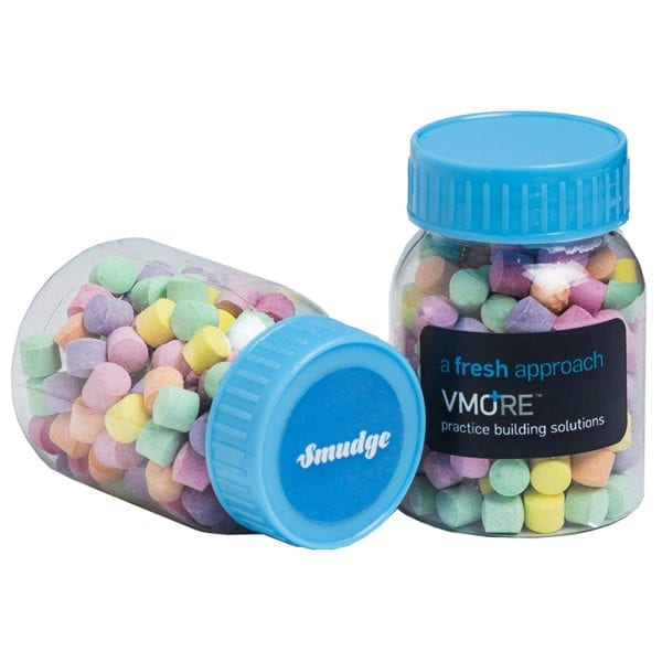 Round plastic jar - rainbow lollies CC066F