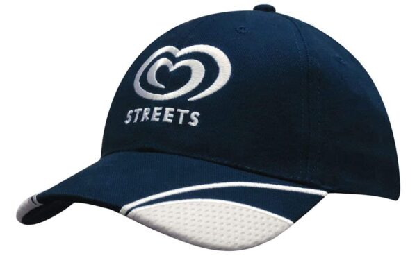 Brushed Heavy Cotton Cap with Mesh Inserts on Peak.  HW-4058