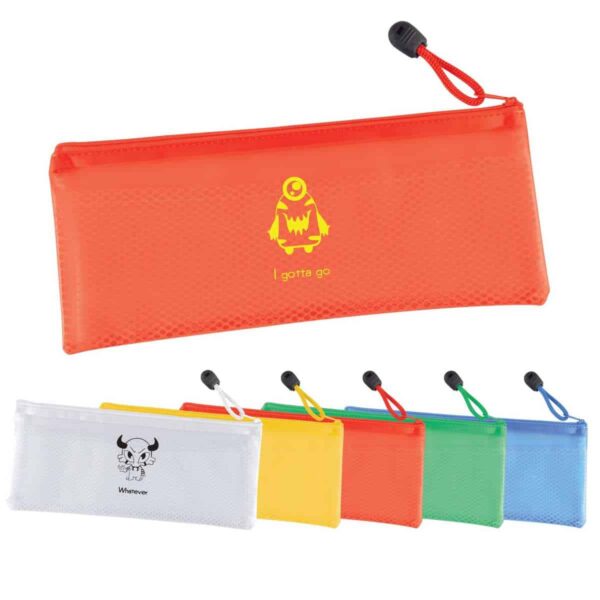 PVC Pencil Case/Organiser with Zipper and Mesh Divider. LL7023