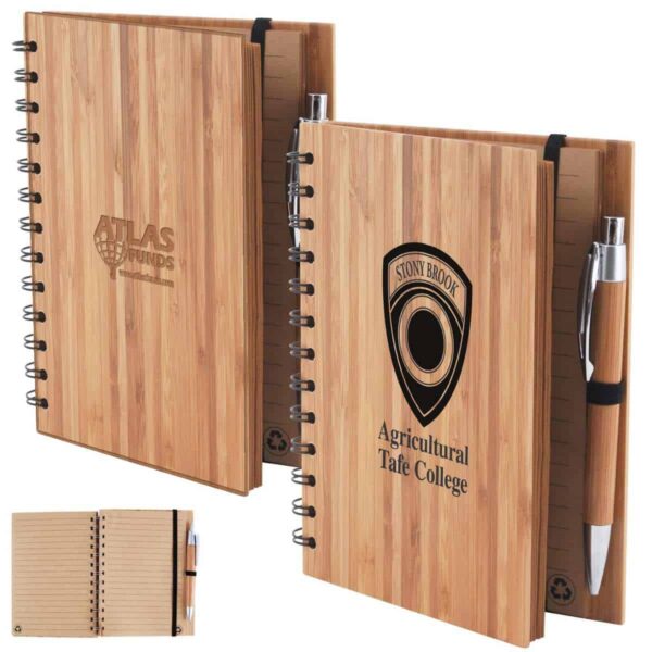 Bamboo Cover Notebook with Pen. LL9757