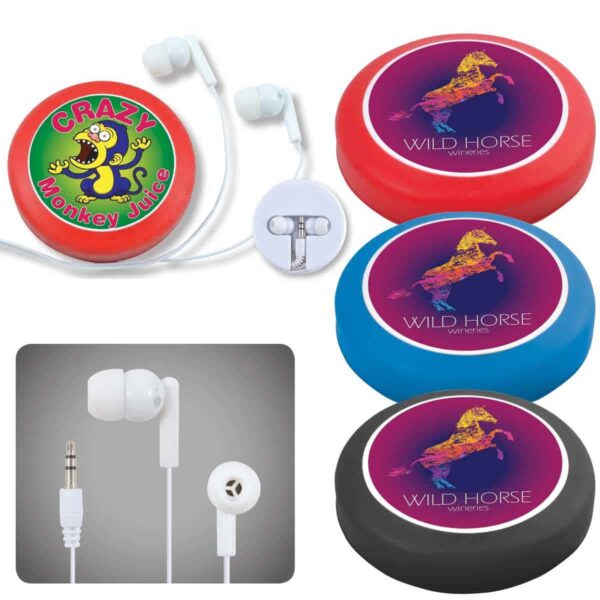 Earphone / Headphone Set in Silicone Case with Cord Retainer. LL6154