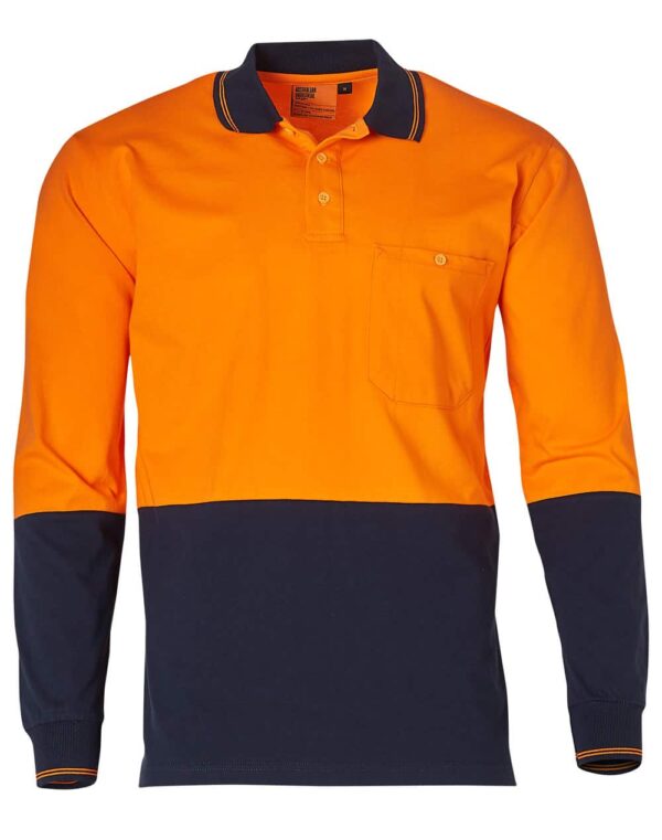 Cotton Jersey Two Tone Long Sleeve Safety Polo S-SW36 - Image 2