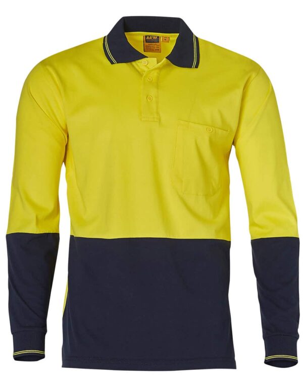 Cotton Jersey Two Tone Long Sleeve Safety Polo S-SW36 - Image 3