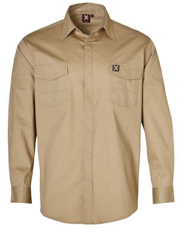 Mens Stretch Work Shirt with 2 front Flap Pockets S-WT10 - Image 4