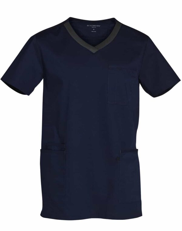 BENCHMARK - Mens V-Neck Contrast Trim Scrub Top SH-M7650 - Image 3