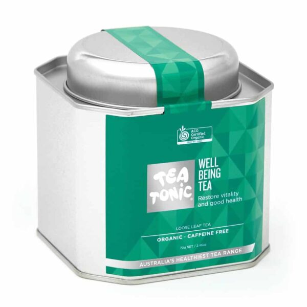 Well Being tea in metal caddy - Tea Tonic looseleaf tea            TT-WBTT