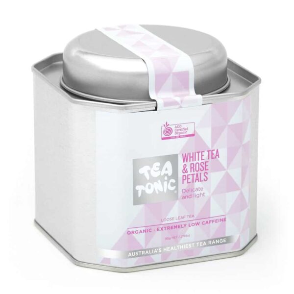 White tea and Rose Pedals in metal caddy - Tea Tonic looseleaf tea            TT-WRTT