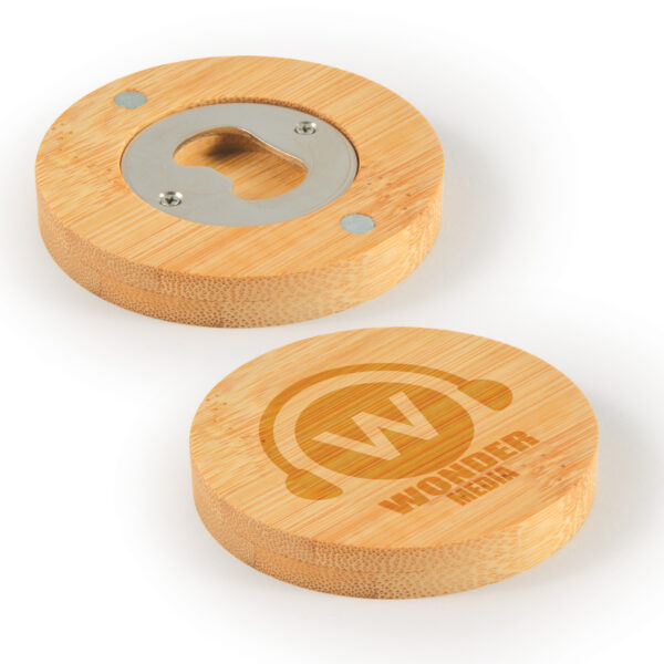 Discus Bamboo Bottle Opener Coaster     LL4998