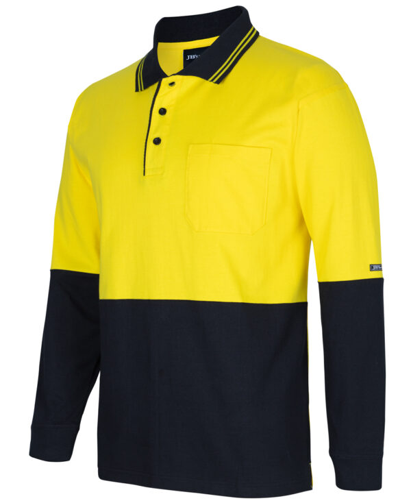 Hi Vis L/S Cotton Polo JB-6CPHL - Image 2