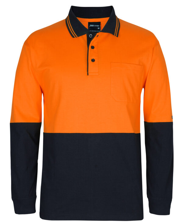 Hi Vis L/S Cotton Polo JB-6CPHL - Image 4