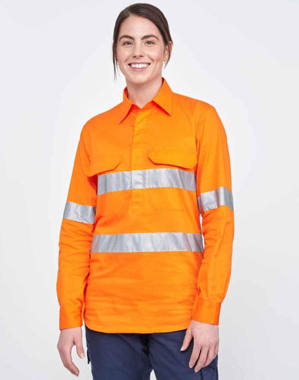 Unisex Hi-Vis Cool Breeze Closed Front LS Shirt With Perforated Tape SH-SW87 - Image 18