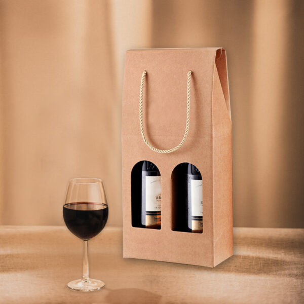 Double Bottle Wine Box with Rope Handle. PC-PCPB485